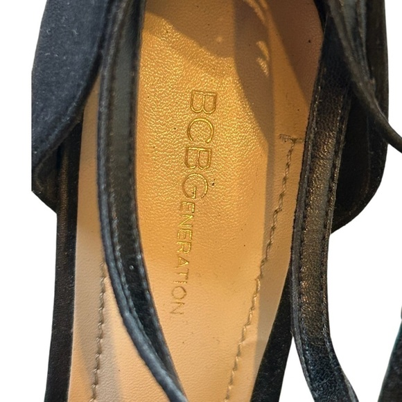 BCBGeneration Black Lacey Stiletto Ankle Strap Heels + Peep Toe, Women Size 7.5 - Picture 6 of 10